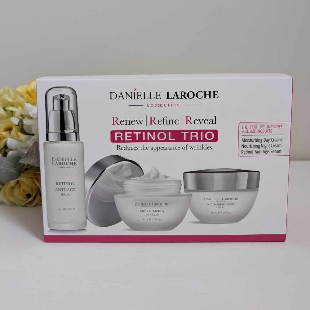 NIB Danielle LaRoche Retinol Trio 3 Pc Full Size Day, Night Cream Anti-Age Serum